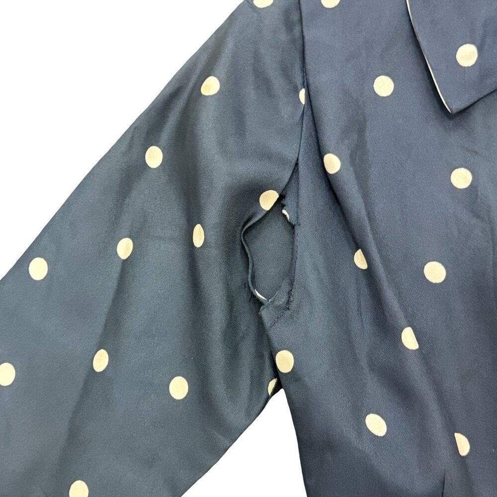 Vintage 1940s 1950s Polka Dot Full Skirt Dress Blue Button Front - Picture 10 of 11
